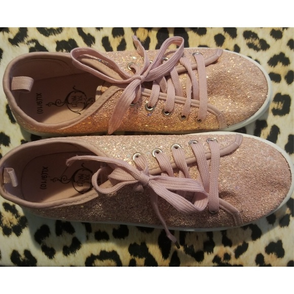 Women Pink Glitter Canvas shoes Soul Mates XL 9 10 - Picture 2 of 6